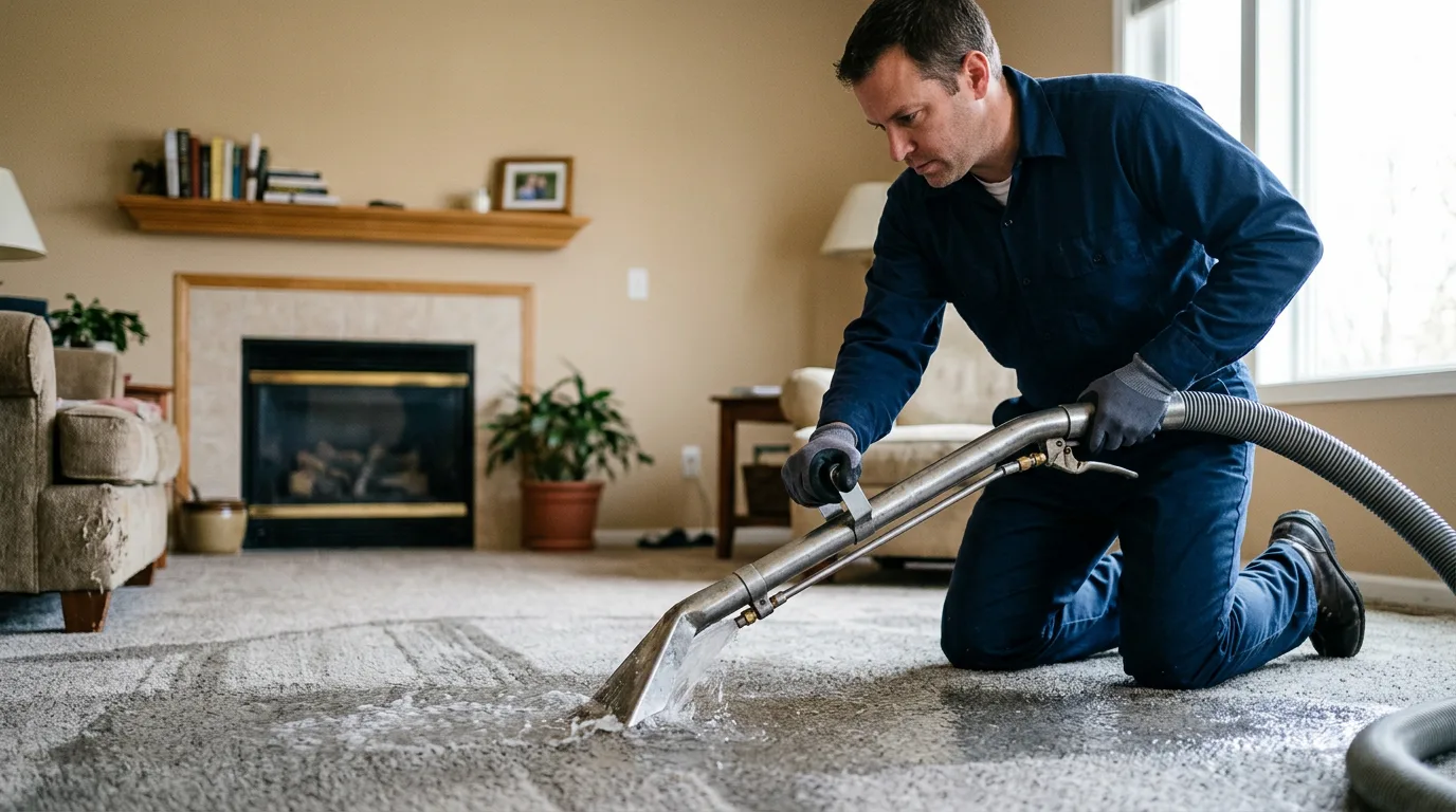 Water damage restoration technician working near Bowie, TX